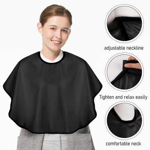 3 Pcs Makeup Capes Beauty Salon Makeup Bibs Shorty Smock for Clients Lightweight Comb-out Beard Apron Hair Dye Capes Hair Salon Shorty Cape for Makeup Artist Hair Beauty(Black)