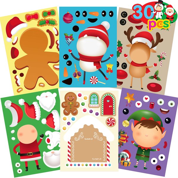 Funnlot Christmas Stickers for Kids 30PCS Christmas Game for Kids Christmas Stickers for Crafts Make Your Own Christmas Stickers Christmas Stickers Christmas Activities for Toddlers Christmas Stickers