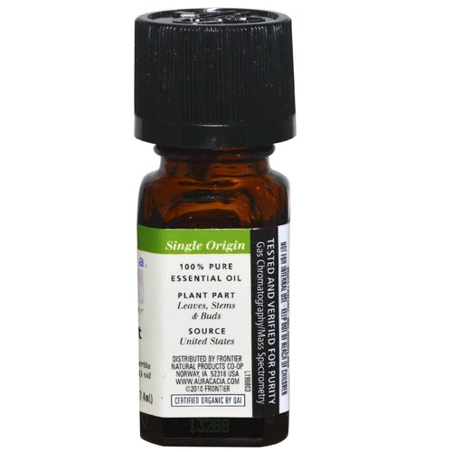 Aura Cacia Aromatherapy Peppermint Natural Essential Oil Organic 0.25 Oz. Bottle