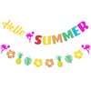 VILIFEVER Glitter Hello Summer Banner with Flamingo, Hello Summer Decorations for Home Office School Decor, Hawaiian Tropical Theme Holiday Birthday Party Supplies, Pre-Strung