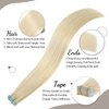 Jerriess Tape in Hair Extensions Human Hair, Professional Grade Remy Human Hair Tape in Extensions, Silky Texture, Full Thick Ends &Dyeing Friendly, 20pcs/40g Straight Platinum Blonde, 14 inch(#60)