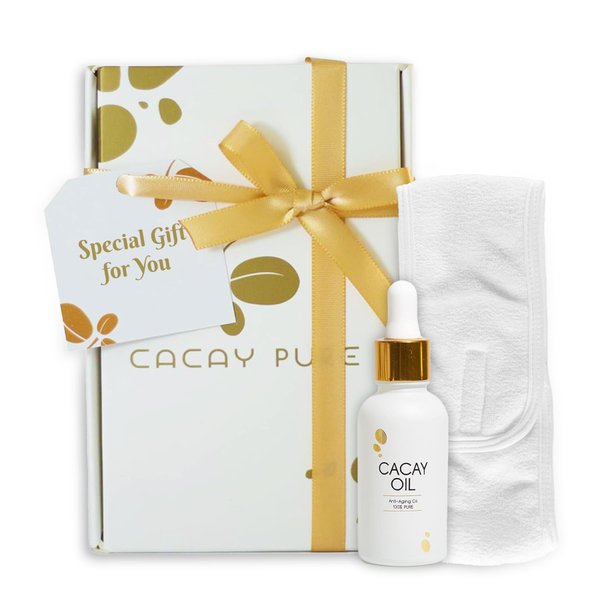 Cacay Pure Anti-Aging Oil – Natural Retinol Cacay Oil For Face & Hair Serum | Vitamin E Body, Lip & Cuticle Care | Organic Face & Skin Oil Therapy (Cacay Oil Serum + Spa Headband)
