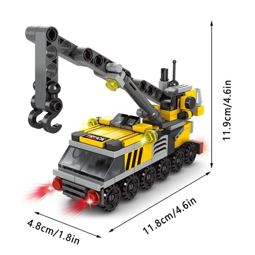 Vilbocr 6 in 1 Children Crane Toy Building Blocks Toys for 4+ Years Boys Kids Gift Idea Toy Construction Truck Toys 142Pcs-Compatible with Other Building Block Toys （Crane Truck）