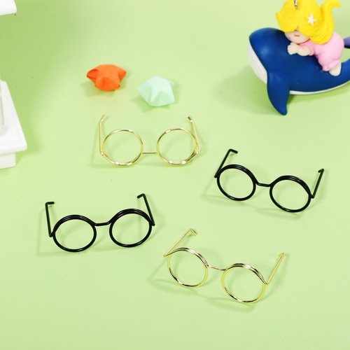 Toyvian 20PCS Mini Doll Glasses Metal Wire Glasses Miniature Crafts Glasses Frames Classic Eyewear Dollhouse Glasses Tiny Eyeglasses Small Doll Costume Glasses Frames for Crafts