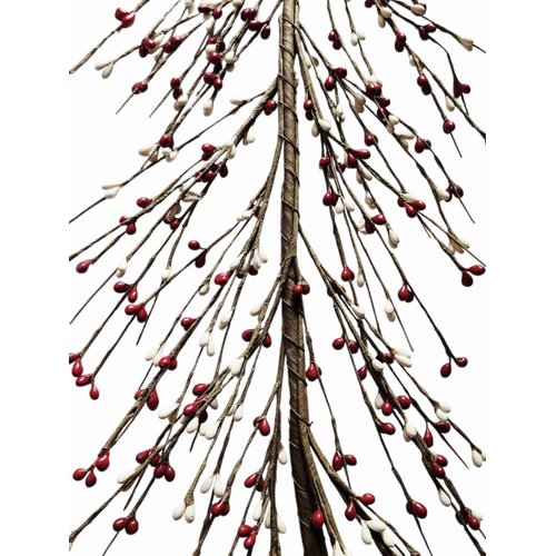 Evron International 5 Ft Artificial Rustic Berry Garland Red and Cream Color Primitive Pip Berry Country Garland for Farmhouse Wedding Mantel Table Centerpiece Christmas Home Decor Event Decor EV-C29
