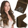 Full Shine Brown Clip in Human Hair Extensions Seamless Clip in Hair Extensions,Pu Weft Medium Brown Real Human Hair Clip in Extensions Straight Brazilian Hair 18 Inch 8 Pcs 120G