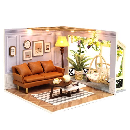 TuKIIE DIY Miniature Dollhouse Kit with Furniture, 1:24 Scale Creative Room Mini Wooden Christmas Doll House Accessories Plus Dust Proof for Kids Teens Adults(Warm Moment)