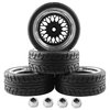 GDOOL 4PCS 12mm Hex Hub RC Cars Wheels and Tires,62mm On Road Touring Rubber Racing Rally Tires Set for 1:10 1:16 1:18 XV01 TT01 TT02B HSP 94122 94123 94103 3850 3851 FW06 16889 RC Cars(Black)