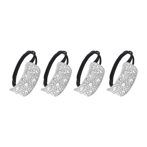 4Pcs Rhinestone Hair Ties Ponytail Holder, Fashion Elastic Crystal Hair Ties for Thin Thick Hair, Rhinestone Hair Accessories Hair Bands for Women Girls