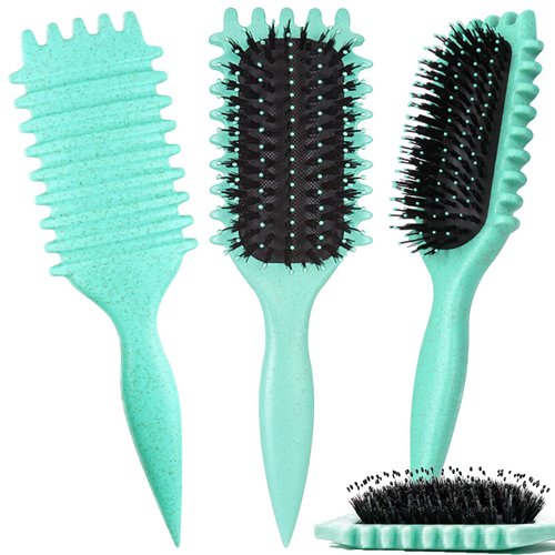 Curl Defining Brush, 1 PCS Curl Hair Brush, Curl Define Styling Brush, for Combing and Shaping Men's and Women's Curls to Reduce Pulling (Green)