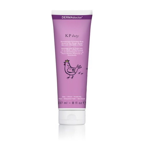 DERMAdoctor KP Duty Body Scrub Dermatologist Formulated Exfoliant for Keratosis Pilaris and Dry, Rough, Bumpy Skin with 10% AHAs + PHAs, 8 fl oz