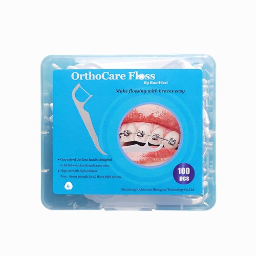 OrthoCare Floss,Braces Floss Make flossing with Braces Easy ! 100 Count. Designed to fit Underneath Braces. Effective, Convenient, Easy to use