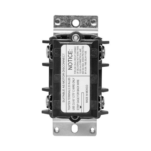 Leviton MS402-DS 40 Amp, 600 Volt, Double-Pole, Single Phase AC Motor Starter, Suitable as Motor Disconnect, Toggle, Industrial Grade, Non-Grounding, Black