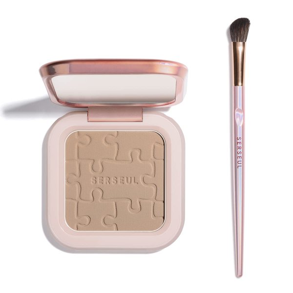 Serseul Contour Palette Face Sculpting Grey Contour Powder Palette Face Bronzer Makeup Contouring Palette with Mirror - Highly Pigmented Contour Shadow For Light Skin tone