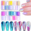 XEAOHESY 20 Rolls Gradient Aurora Glass Paper Nail Art Sticker 3D Holographic Aurora Glass Reflective Mirror Shard Effect Rainbow Thin Iridescent Cellophane Films Foil Nail Wraps for Women Nail Art
