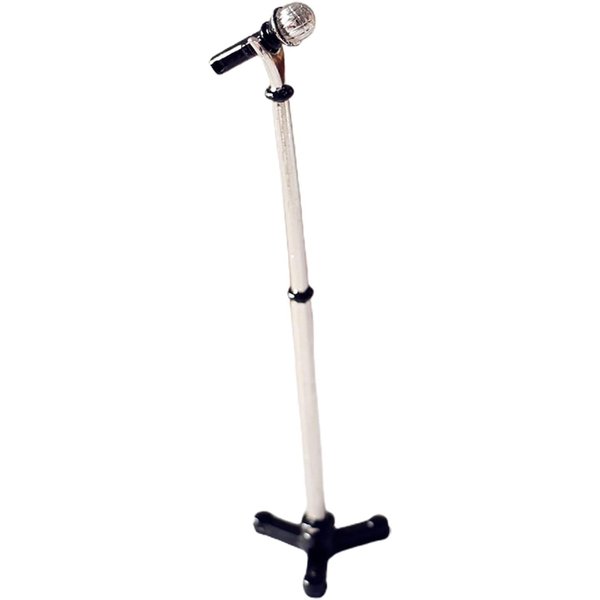 1/12 Dollhouse Miniature Accessories,Metal Microphone with Stand,Music Room Recording Room Studio Decoration