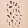 MISUD Press on Nails Medium Square Fake Nails Silver Chrome Glue on Nails Glossy Acrylic Nails Squoval Artificial Nails Bling Metallic Mirror Stick on False Nails with Design 24 pcs