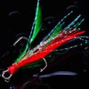 AMHDV Feather Fishing Hooks Strong Treble Hooks Size 2 4 6 8 10 (Pack of 20) (Red and green, 2#)