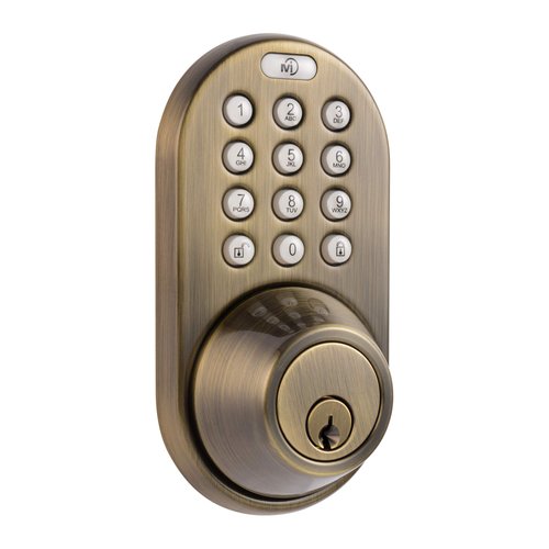 MiLocks DF-02AQ Electronic Keyless Entry Touchpad Deadbolt Door Lock, Antique Brass