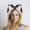 GaliaFaya Cat Wolf Fox Dog Ears Headband Handmade Long Faux fur Cosplay Halloween Costume Party (Black and White)
