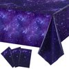 Space Party Tablecloth Purple Nebula Galaxy Plastic Table Cover Space Star Tablecloth Disposable Starry Night Sky Table Cover for Birthday Home Decorations and Supplies, 54 X 108 Inch (3 Pack)