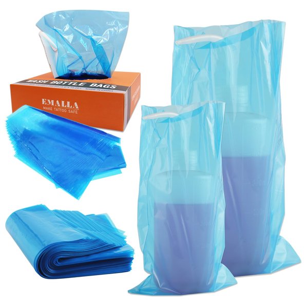 WZPB Tattoo Wash Bottle Bags - 250Pcs Disposable Tattoo Wash Bottle Covers Squeeze Bottle Bags Blue Tattoo Bottle Sleeves for Tattoo Bottles Tattoo Supplies Tattoo Accessories