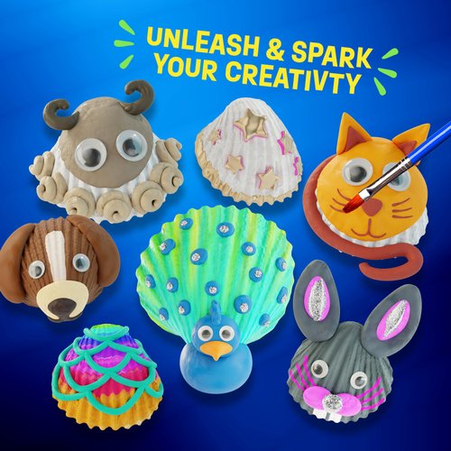 Kids Sea Shell Painting Kit - Arts & Crafts Gifts for Boys and Girls - Easter Craft Activities Kits - Creative Art Activity Gift Toys for Age 4, 5, 6, 7, 8, 9, 10, 11 & 12 Year Old 4-6, 4-8, 8-12
