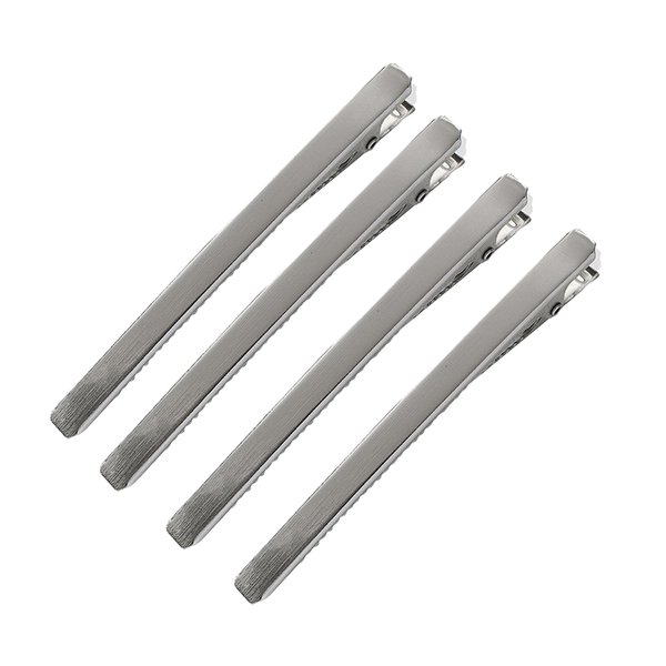 4 Pcs 3 Inch Plating Narrow Metal Spike Alligator Duck Bill Hair Clips Bright Duckbill Hair Barrettes Chic Hair Clips for Styling Long Hair (Silver)
