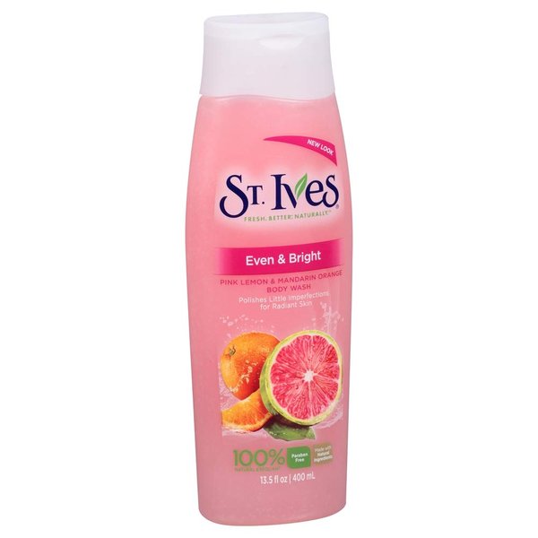 (3 pack) St Ives Even & Bright Body Wash, Pink Lemon and Mandarin Orange 13.5 oz each