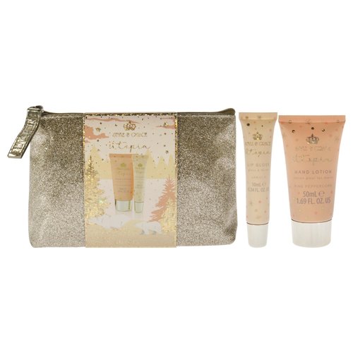Style and Grace Utopia Glitter Bag Set for Women - 3 Pc 1.7oz Hand Lotion, 0.34oz Lip Gloss, Sequin Bag