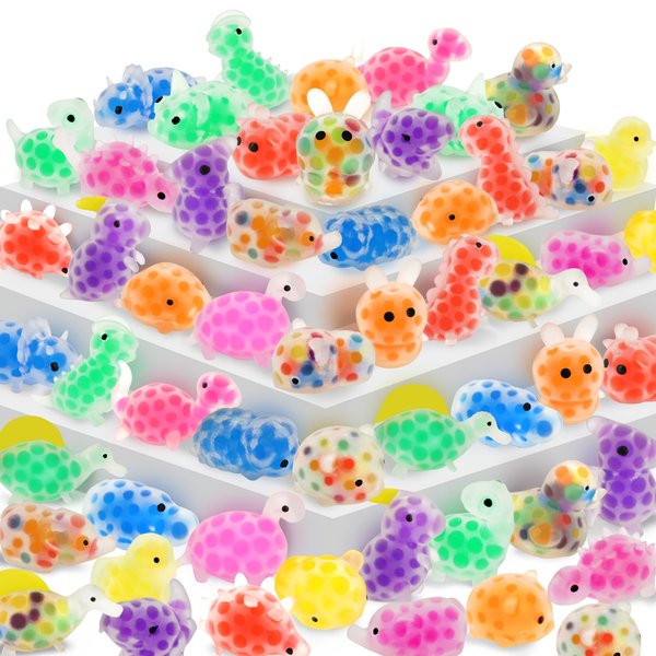 Mini Fidget Animal Squishy: 55pcs Small Squishies Prizes, Party Favor Stress Balls Bulk, Dinosaur Sensory Squeeze Balls, Classroom Student Prizes, Christmas Stocking Stuffers Gifts