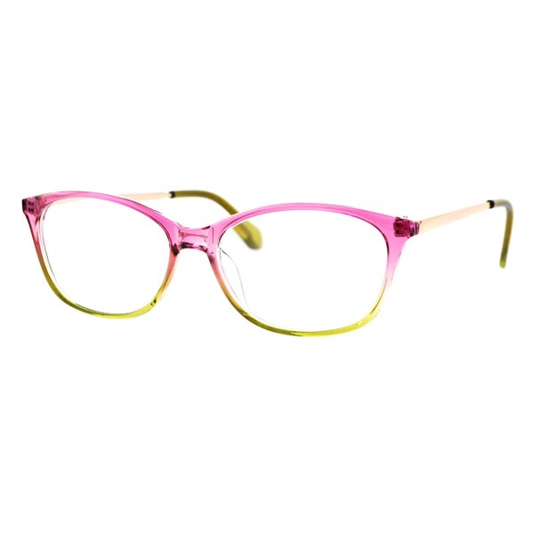 SA106 Womens Classic Mod Minimal Oval Rectangular Reading Glasses Pink Green +2.0