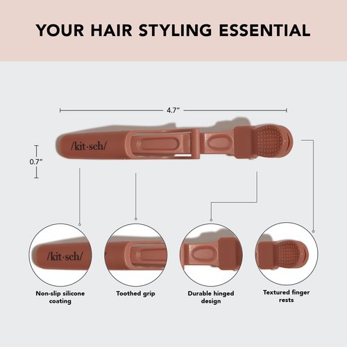 Kitsch Alligator Clips for Hair - Alligator Hair Clips for Styling Sectioning, Roller Clips for Hair Rollers, Hair Tools, Volume Hair Clips for Makeup, Pink Hair Accessories for Women, 3pc Multi Color