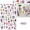 6 Sheets Halloween Nail Art Stickers Scary Face 3D Self-Adhesive Nail Dark Butterfly Bloodthirst Rose Skeleton Zombie Hearts Design Nail Supplies DIY Nail Decorations for Women Girls Manicure