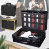Professional Barber Case with Code Lock, Luxury Portable Barber Carrying Case, Salon Hair Cutting Storage Organizer, Stylist Tool Box Traveling Suitcase for Clippers Trimmers Blades Shears Combs (Black)
