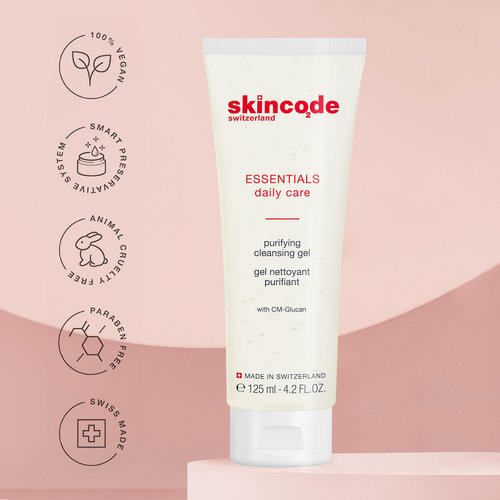 Skincode Essentials Purifying Cleansing Gel - Deep Cleansing Formula | Removes Makeup & Regulates Sebum | with CM-Glucan, Pro-Vitamin B5 & Botanical Extracts | For All Skin Types (4.2 Oz / 125 mL)