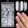AddFavor 240pcs Short Square Nail Tips Soft Gel x Nail Tips Square Clear Fake Nails Extra Short Gel False Nails Full Cover Acrylic Nail Tips for Extension Nail Manicure Salon Home DIY