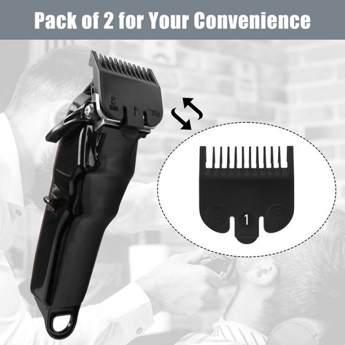 Clipper Guard Replacement for Wahl Professional #1 Guide Comb Attachment, Hair Clipper Guards and Trimmer, Black Guide Comb #1-1/8" (3.0mm) - 3114-001 (2 Pack)