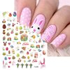 8 Sheets Easter Nail Art Stickers Decals 3D Self-Adhesive Cute Nail Decals Easter Egg Bunny Rabbit Design Cartoon Nail Stickers for Women Girls DIY Manicure Accessories Easter Party Nail Decorations