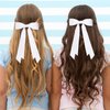 2PCS Silky Satin Hair Bows Ribbon Hair Clips, Fall Alligator Hair Pins, Ponytail Holder Accessories Sides Metal Hair Bow Barrettes Hair Accessories for Women Girls Kids (White)