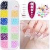 editTime 5 Boxes Shiny Colorful Nail Art Rhinestones Kit Crystals AB Flatback Jelly Mermaid Pearl Rhinestones Stones Gems with Pick Up Pen and Curved Tweezer (2mm)