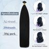 Sunny Black Flat Tips Hair Extensions Pre Bonded Flat Tip Hair Extensions Human Hair #1 Jet Black Hot Fusion Flat Tip Real Hair Extensions for Women 50g 18inch