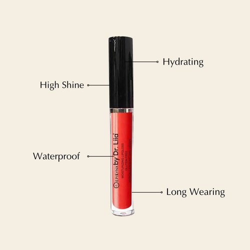 EPILYNX by Dr. Liia Vegan Moisturizing, Long Lasting Lip Gloss - Satin & Glitter - Allergen Free for Sensitive Skin - Apple Red