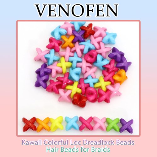 VENOFEN 50PCS Hair Beads for Braids Loc Dreadlock Beads for Kid Girls Candy Color Braids Beads Hair Jewelry Making Hair Decoration Braids Accessories for Women and Girl