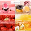 Bee Lip Balm Honey Pot, 2 PCS Strawberry & Honey Hydrating Prevention Dry and Cracked Lip Scrubs Exfoliator, Propolis Moisturizing Lip Sleep Mask Reduces Lip Lines, Lip Exfoliating Honey Bee Lip Mask