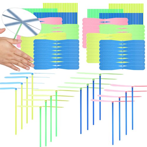 100 Pcs Flying Helicopter Toys Set, 50 Propeller+ 50 Rod,Hand Helicopter, Party Favors Outdoor Toy for Kids Ages 4-8, Gift Summer Outside Yard Activities Birthday Gifts 3 5 6 Year Old Girl Boys