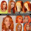Wear and Go Glueless #350 Ginger Orange 13X4 HD Transparent Lace Front Bob Wig Human Hair Pre Plucked Lace Frontal Blunt Cut Bob Wigs With Baby Hair Natural Hairline Short Bob Wigs For Black Women