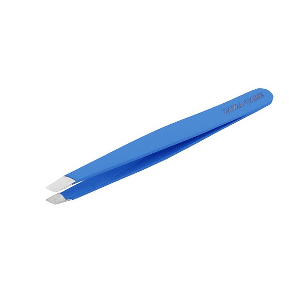 Zawa Care Tweezers for Women Stainless Steel Slant Precision Tweezer - Eyebrow Tweezers for Women and Men with Travel Case(Bold Blue)