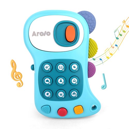 AROLO Baby Phone Toy: Baby Light-Up Phone Toy - Music and Soft Teether - Educational Learning Toys for Infants and Toddlers