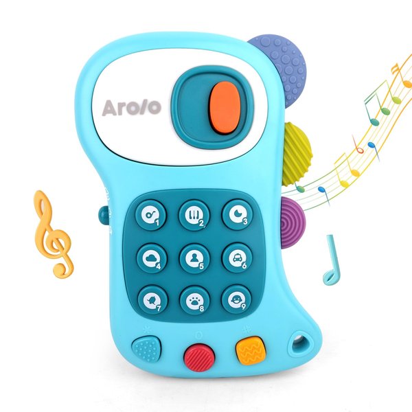 AROLO Baby Phone Toy: Baby Light-Up Phone Toy - Music and Soft Teether - Educational Learning Toys for Infants and Toddlers